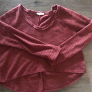 Red waffle knit sweater
